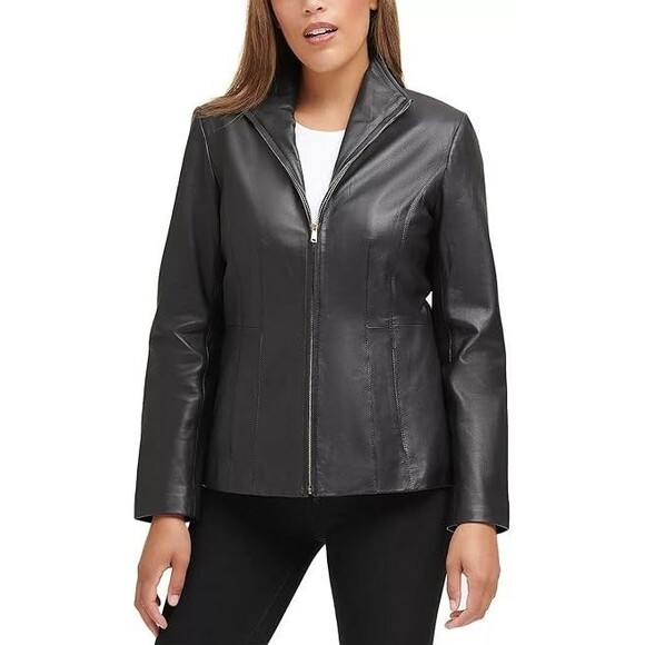 Cole Haan Lamb Leather Black Jacket Size XL NWT